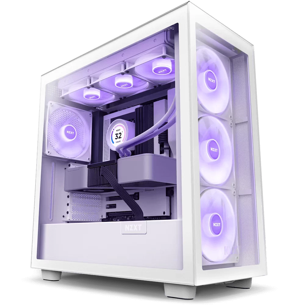 NZXT H7 Elite RGB Matte White (2024) Premium ATX Mid-Tower Case - All White, 3x F140 RGB Core Fan + 1x F140Q Fan + RGB Controller 2 NZXT H7 Elite RGB Matte White (2024) Premium ATX Mid-Tower Case - All White, 3x F140 RGB Core Fan + 1x F140Q Fan + RGB Controller - Ảnh 2