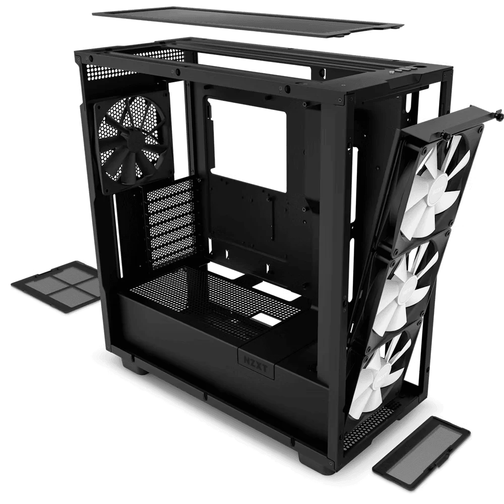 NZXT H7 Elite RGB Matte Black (2024) Premium ATX Mid-Tower Case - All Black, 3x F140 RGB Core Fan + 1x F140Q Fan + RGB Controller 5 NZXT H7 Elite RGB Matte Black (2024) Premium ATX Mid-Tower Case - All Black, 3x F140 RGB Core Fan + 1x F140Q Fan + RGB Controller - Ảnh 5