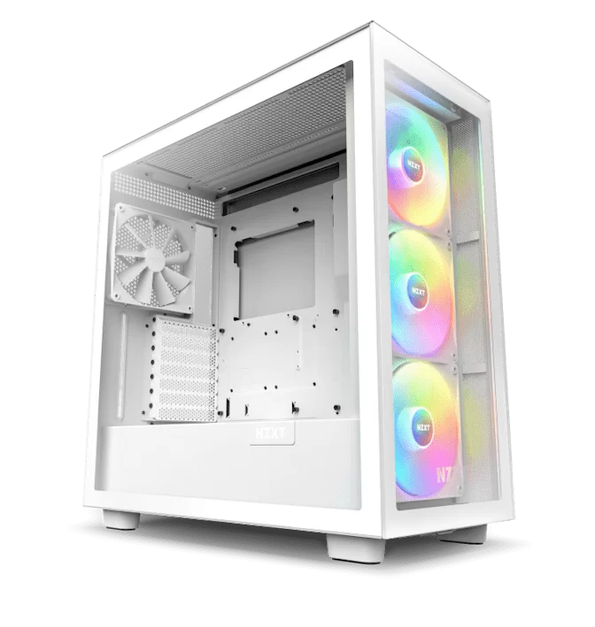NZXT H7 Elite RGB Matte White (2024) Premium ATX Mid-Tower Case - All White, 3x F140 RGB Core Fan + 1x F140Q Fan + RGB Controller