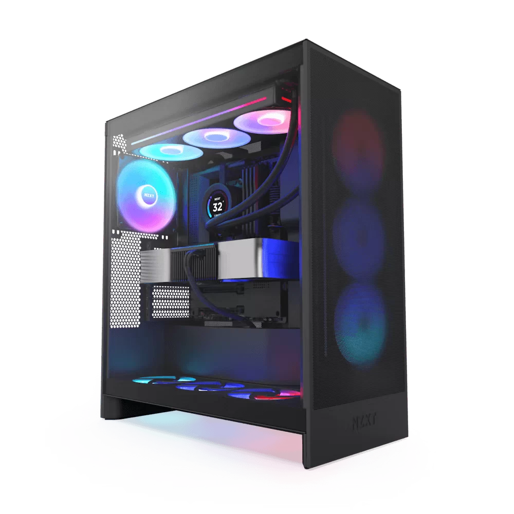 NZXT H7 Flow RGB Matte Black (2024) Mid-Tower ATX Airflow Case - All Black, F360 RGB Core Fan 1 NZXT H7 Flow RGB Matte Black (2024) Mid-Tower ATX Airflow Case - All Black, F360 RGB Core Fan