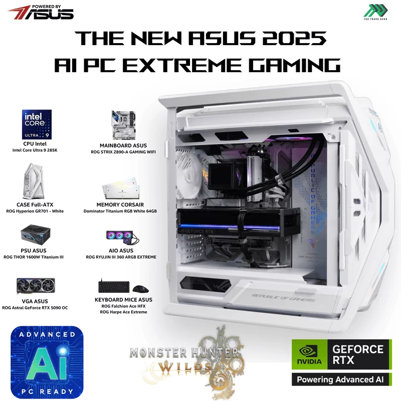 ASUS AI PC EXTREME GAMING 2025 - Ultra 9-285K, 64GB RGB, 2TB NVMe Gen5 x4, ROG RTX 5090 1 ASUS AI PC EXTREME GAMING 2025 - Ultra 9-285K, 64GB RGB, 2TB NVMe Gen5 x4, ROG RTX 5090
