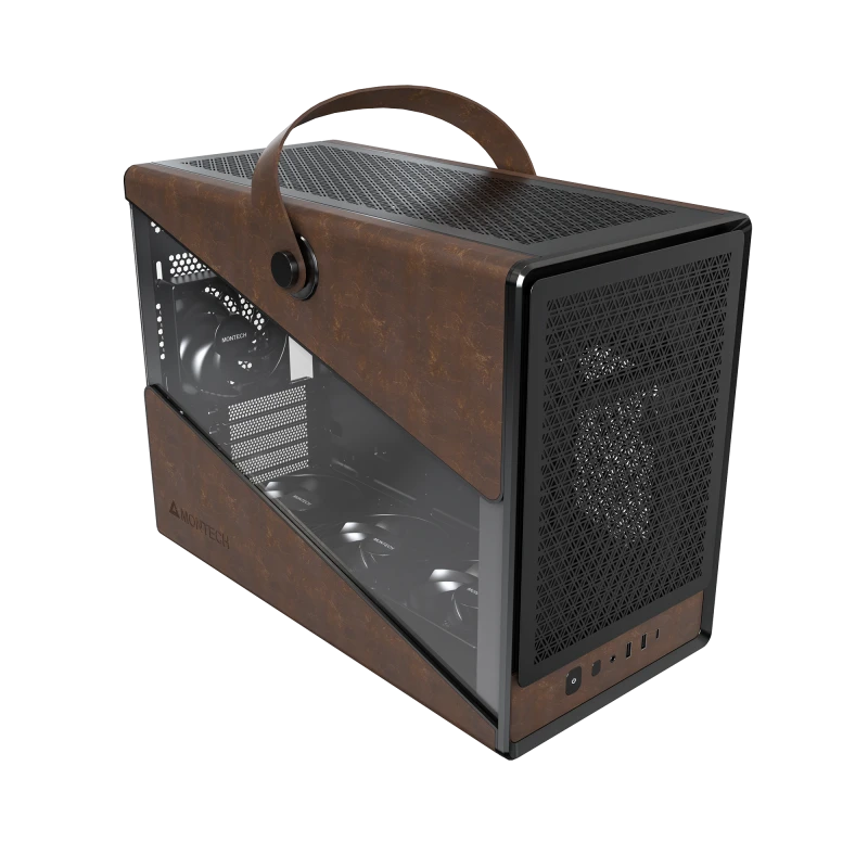 Montech HS Heritage Pro Black Gaming Case Pro - iTX, Steel, Leather, 4x GF120mm fans 2 Montech HS Heritage Pro Black Gaming Case Pro - iTX, Steel, Leather, 4x GF120mm fans - Ảnh 2