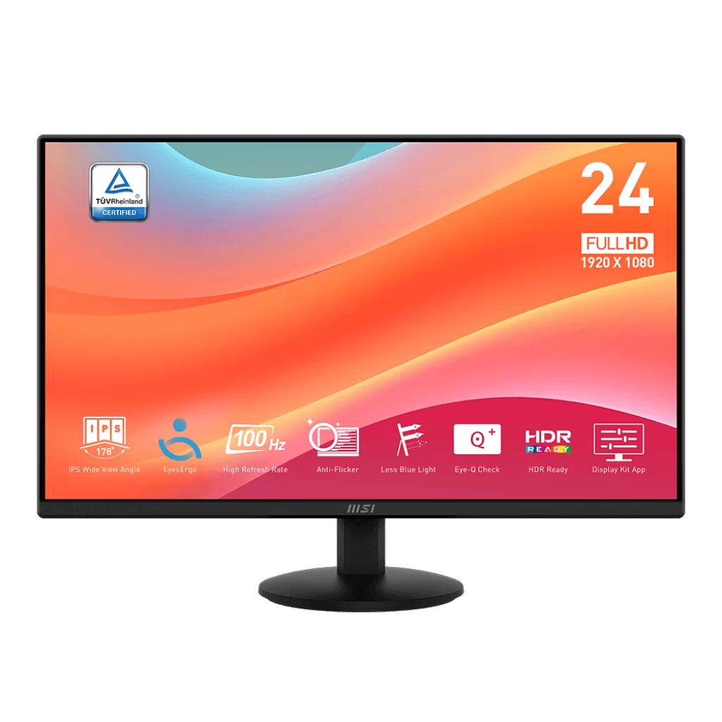 MSI PRO MP242L Monitor - 24 inch, Full HD (1920x1080), 100Hz, Displayport, HDMI