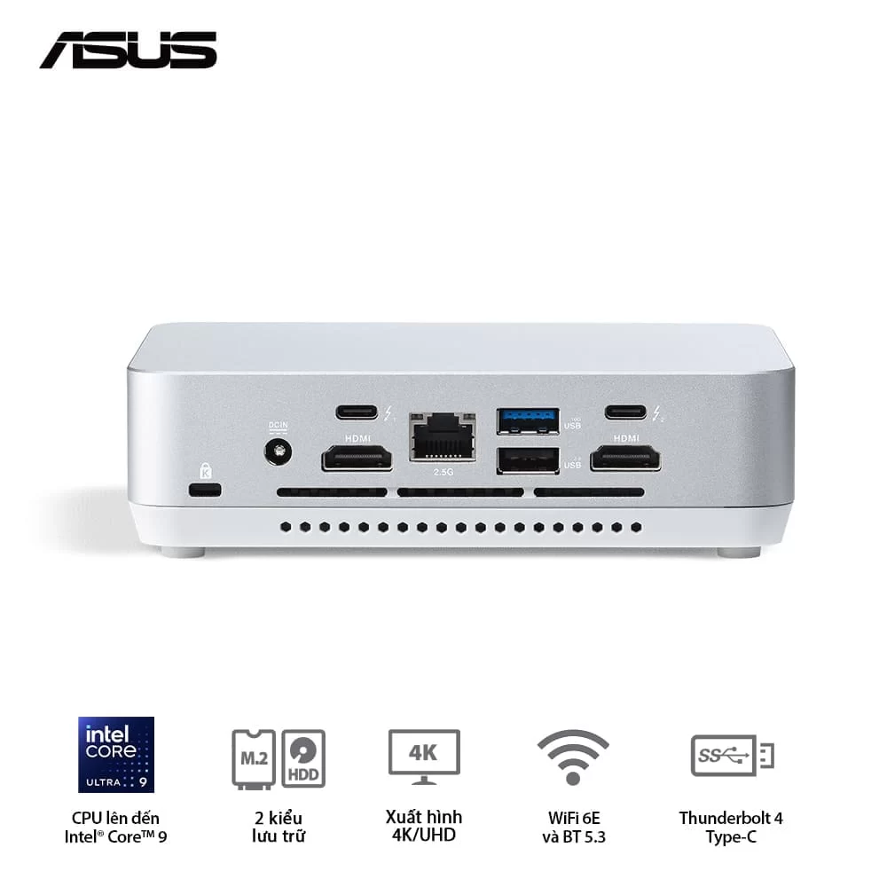 ASUS NUC 14 Pro+ Full System Mini PC (RNUC14RVSU500001I) - Intel Core Ultra 5- 125H, 2x NVMe, 2x HDMI 2.1, 2x Thunderbolt, VESA MOUNT, White 4 ASUS NUC 14 Pro+ Full System Mini PC (RNUC14RVSU500001I) - Intel Core Ultra 5- 125H, 2x NVMe, 2x HDMI 2.1, 2x Thunderbolt, VESA MOUNT, White - Ảnh 4