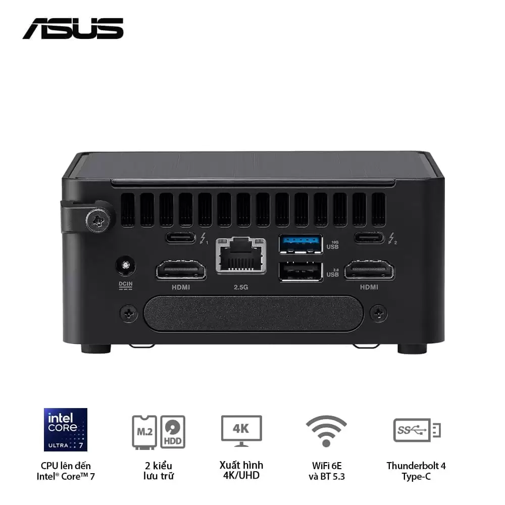 ASUS NUC 14 PRO Tall Full System Mini PC (RNUC14RVHU700000I) - Intel Core Ultra 7-155H, 2x NVMe, 2xNVMe, SATA, 2x HDMI 2.1, 2x Thunderbolt, VESA MOUNT 3 ASUS NUC 14 PRO Tall Full System Mini PC (RNUC14RVHU700000I) - Intel Core Ultra 7-155H, 2x NVMe, 2xNVMe, SATA, 2x HDMI 2.1, 2x Thunderbolt, VESA MOUNT - Ảnh 3