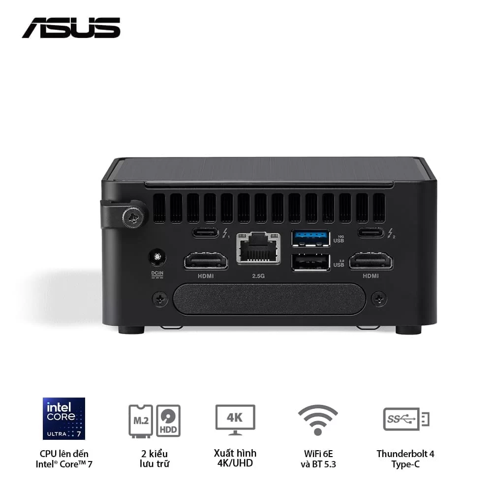 ASUS NUC 14 PRO Tall Full System Mini PC (RNUC14RVHU700000I) - Intel Core Ultra 7-155H, 2x NVMe, 2xNVMe, SATA, 2x HDMI 2.1, 2x Thunderbolt, VESA MOUNT 4 ASUS NUC 14 PRO Tall Full System Mini PC (RNUC14RVHU700000I) - Intel Core Ultra 7-155H, 2x NVMe, 2xNVMe, SATA, 2x HDMI 2.1, 2x Thunderbolt, VESA MOUNT - Ảnh 4
