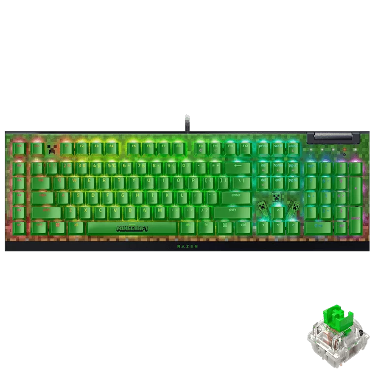 Razer BlackWidow V4 X Minecraft Edition Gaming Mechanical Keyboard - Full Size Wired, Chroma RGB, Razer Green Switch, US Layout, FRML 1 Razer BlackWidow V4 X Minecraft Edition Gaming Mechanical Keyboard - Full Size Wired, Chroma RGB, Razer Green Switch, US Layout, FRML