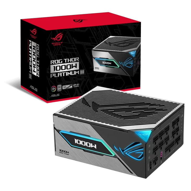 ASUS ROG Thor 1000W Platinum III Gaming PSU (ROG-THOR-1000P3-GAMING) - 1000W, ATX 3.1 compatible, magnetic OLED display, 80 Plus Platinum