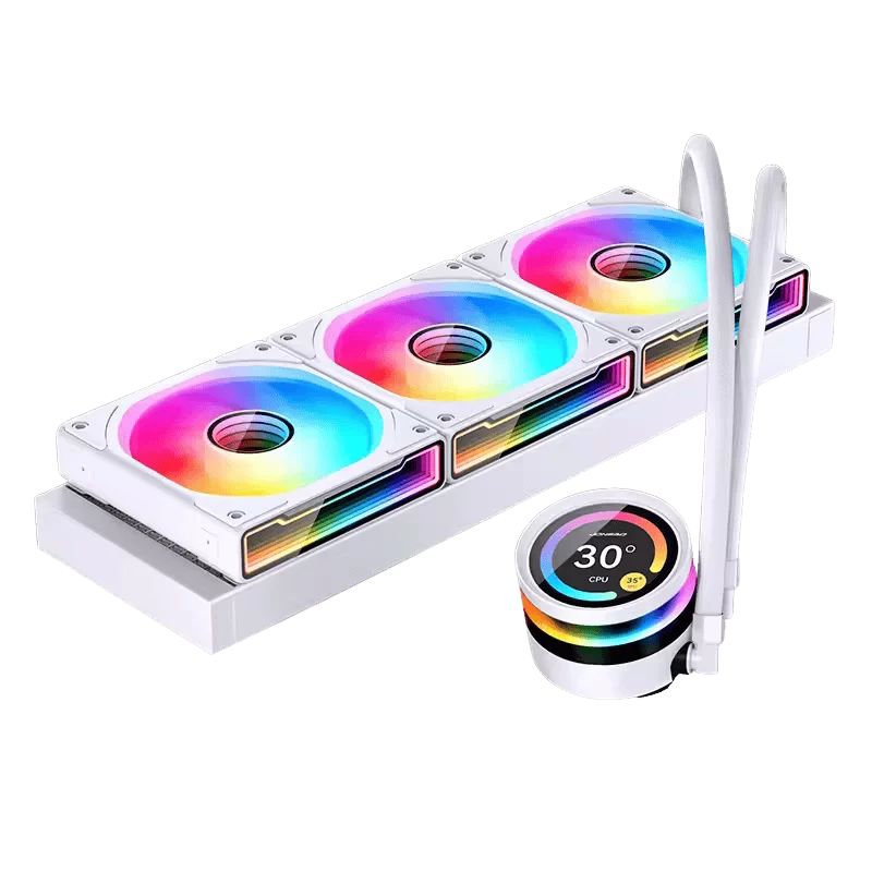 JONSBO TF2-360SC (WI) White AIO Liquid Cooling - 2.1 inches IPS LCD Screen, 360mm radiator, 3x120mm ARGB Fans 1 JONSBO TF2-360SC (WI) White AIO Liquid Cooling - 2.1 inches IPS LCD Screen, 360mm radiator, 3x120mm ARGB Fans