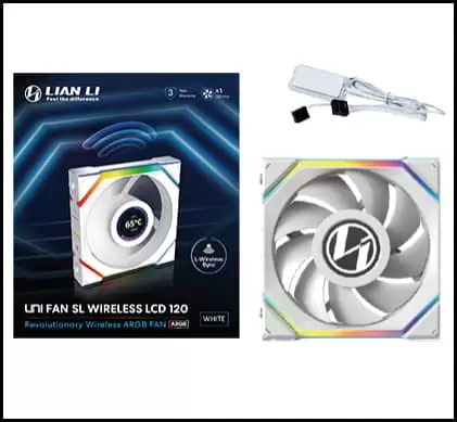 Lian Li UNI FAN SL Wireless LCD 120 Single White Fan (12SLLCD1W1W) - 1x 120mm fans, 1.6" LCD Display 2 Lian Li UNI FAN SL Wireless LCD 120 Single White Fan (12SLLCD1W1W) - 1x 120mm fans, 1.6" LCD Display - Ảnh 2