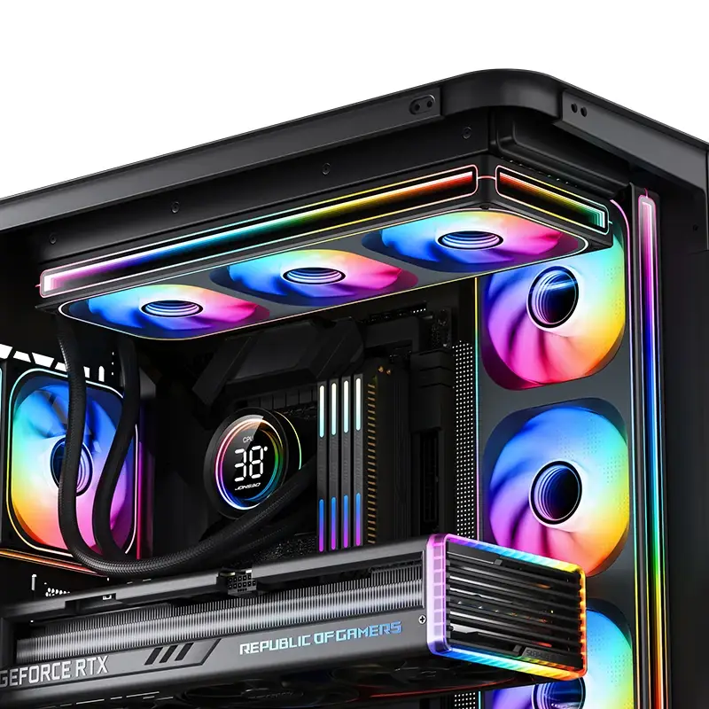 JONSBO ZB-240B Black Fan Case - 2in1, 2x120mm 3Pin ARGB Fans, PWM, 4-Sides Infinity Mirror 3 JONSBO ZB-240B Black Fan Case - 2in1, 2x120mm 3Pin ARGB Fans, PWM, 4-Sides Infinity Mirror - Ảnh 3