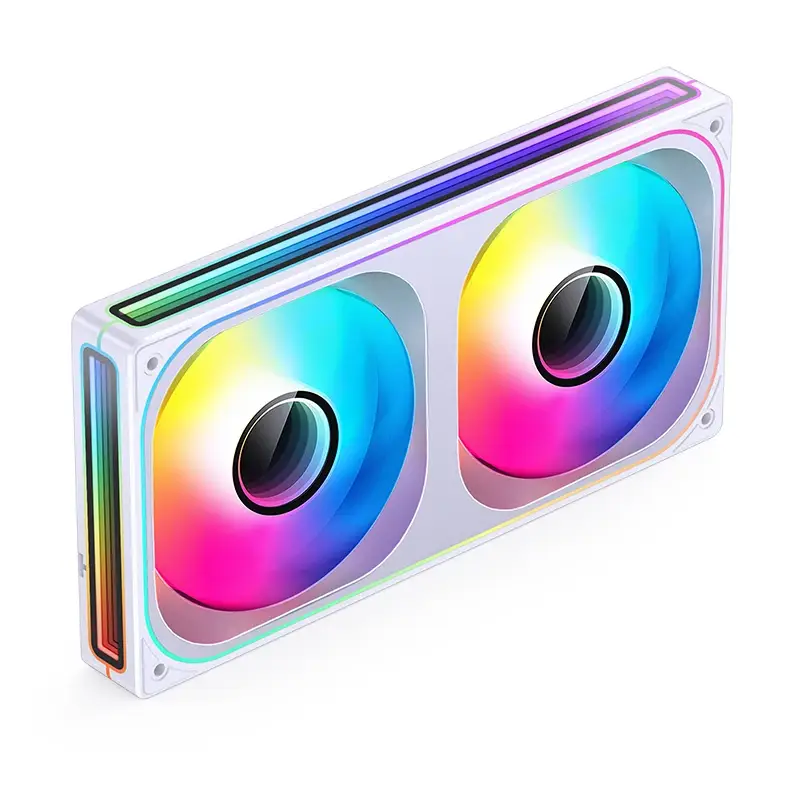 JONSBO ZB-240W White Fan Case - 2in1, 2x120mm 3Pin ARGB Fans, PWM, 4-Sides Infinity Mirror 4 JONSBO ZB-240W White Fan Case - 2in1, 2x120mm 3Pin ARGB Fans, PWM, 4-Sides Infinity Mirror - Ảnh 4