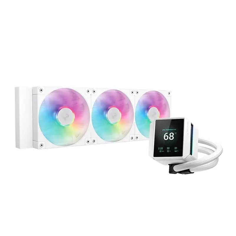 DeepCool MYSTIQUE 360 WH ARGB AIO Liquid CPU Cooler - White, 360mm Radiator, 5th Gen Pump 3400RPM AIO 2.8" 640x480 TFT LCD Screen, Anti-Leak Tech, FD12 ARGB WH Fans 1 DeepCool MYSTIQUE 360 WH ARGB AIO Liquid CPU Cooler - White, 360mm Radiator, 5th Gen Pump 3400RPM AIO 2.8" 640x480 TFT LCD Screen, Anti-Leak Tech, FD12 ARGB WH Fans