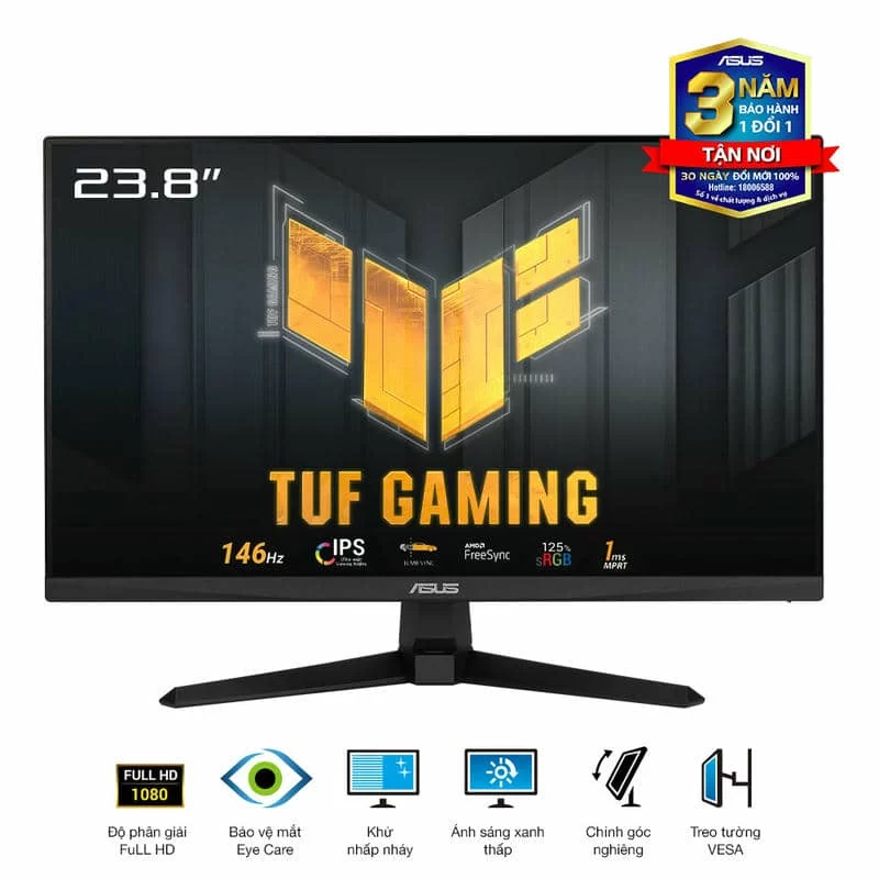 ASUS TUF Gaming VG249QE5A Monitor - 24 inch, Full HD (1920 x 1080), 146Hz (above 144Hz), IPS, ELMB Sync, 1ms MPRT, Stereo speaker 2 ASUS TUF Gaming VG249QE5A Monitor - 24 inch, Full HD (1920 x 1080), 146Hz (above 144Hz), IPS, ELMB Sync, 1ms MPRT, Stereo speaker - Ảnh 2