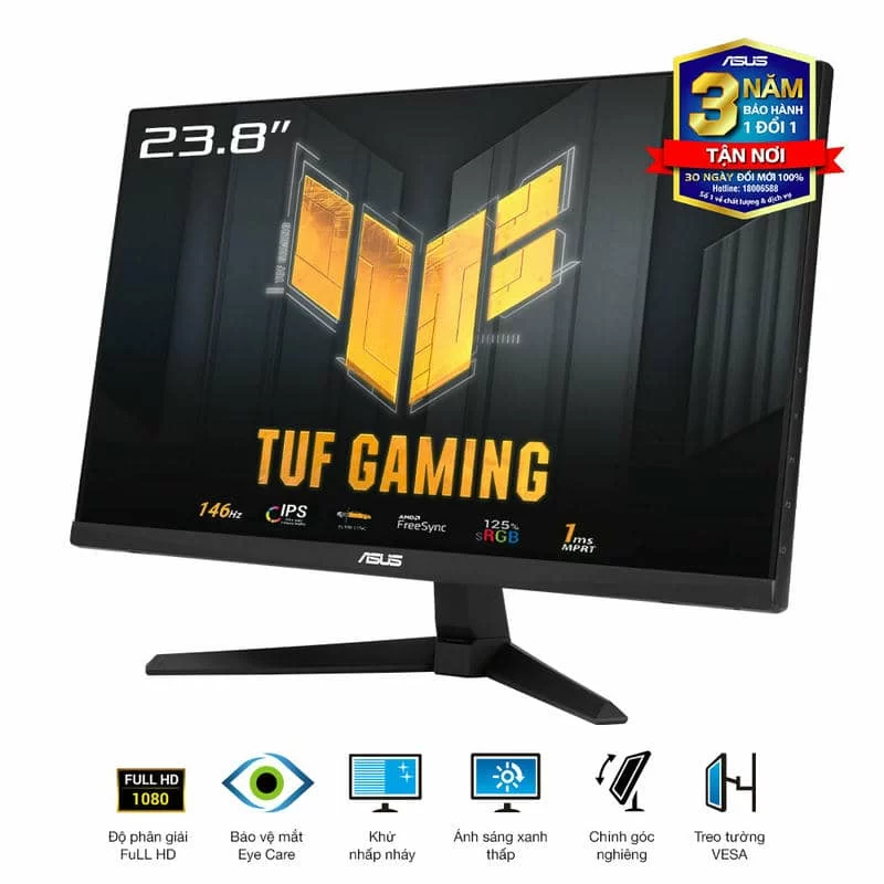 ASUS TUF Gaming VG249QE5A Monitor - 24 inch, Full HD (1920 x 1080), 146Hz (above 144Hz), IPS, ELMB Sync, 1ms MPRT, Stereo speaker 4 ASUS TUF Gaming VG249QE5A Monitor - 24 inch, Full HD (1920 x 1080), 146Hz (above 144Hz), IPS, ELMB Sync, 1ms MPRT, Stereo speaker - Ảnh 4
