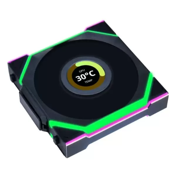 Lian Li UNI FAN SL Wireless LCD 120 Reverse Blade Triple Black Fan (12RSLLCD1W3B) - 3x 120mm fans, 1.6" LCD Display, 2.4 GHz Wireless Signal for RGB & Fan Control 4 Lian Li UNI FAN SL Wireless LCD 120 Reverse Blade Triple Black Fan (12RSLLCD1W3B) - 3x 120mm fans, 1.6" LCD Display, 2.4 GHz Wireless Signal for RGB & Fan Control - Ảnh 4
