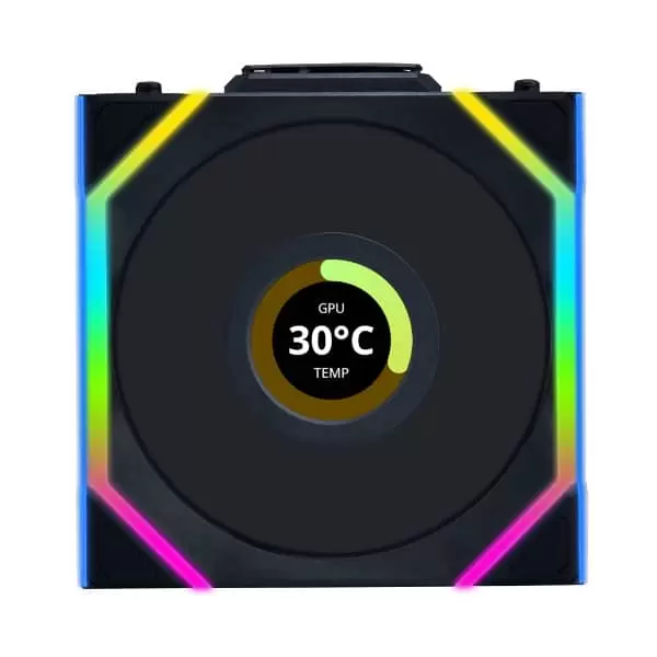 Lian Li UNI FAN SL Wireless LCD 120 Reverse Blade Triple Black Fan (12RSLLCD1W3B) - 3x 120mm fans, 1.6" LCD Display, 2.4 GHz Wireless Signal for RGB & Fan Control 5 Lian Li UNI FAN SL Wireless LCD 120 Reverse Blade Triple Black Fan (12RSLLCD1W3B) - 3x 120mm fans, 1.6" LCD Display, 2.4 GHz Wireless Signal for RGB & Fan Control - Ảnh 5