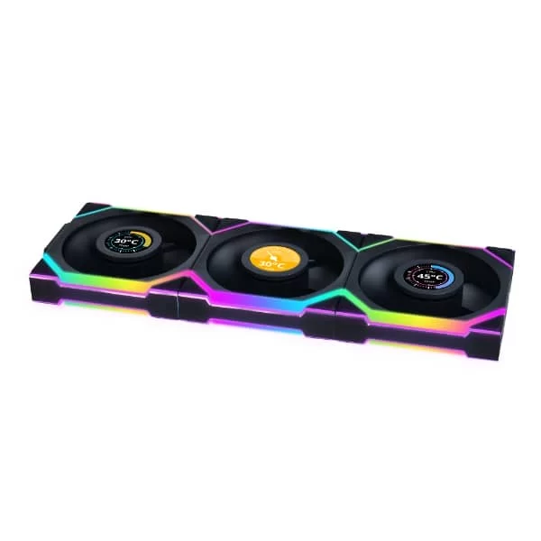 Lian Li UNI FAN SL Wireless LCD 120 Reverse Blade Triple Black Fan (12RSLLCD1W3B) - 3x 120mm fans, 1.6" LCD Display, 2.4 GHz Wireless Signal for RGB & Fan Control 6 Lian Li UNI FAN SL Wireless LCD 120 Reverse Blade Triple Black Fan (12RSLLCD1W3B) - 3x 120mm fans, 1.6" LCD Display, 2.4 GHz Wireless Signal for RGB & Fan Control - Ảnh 6