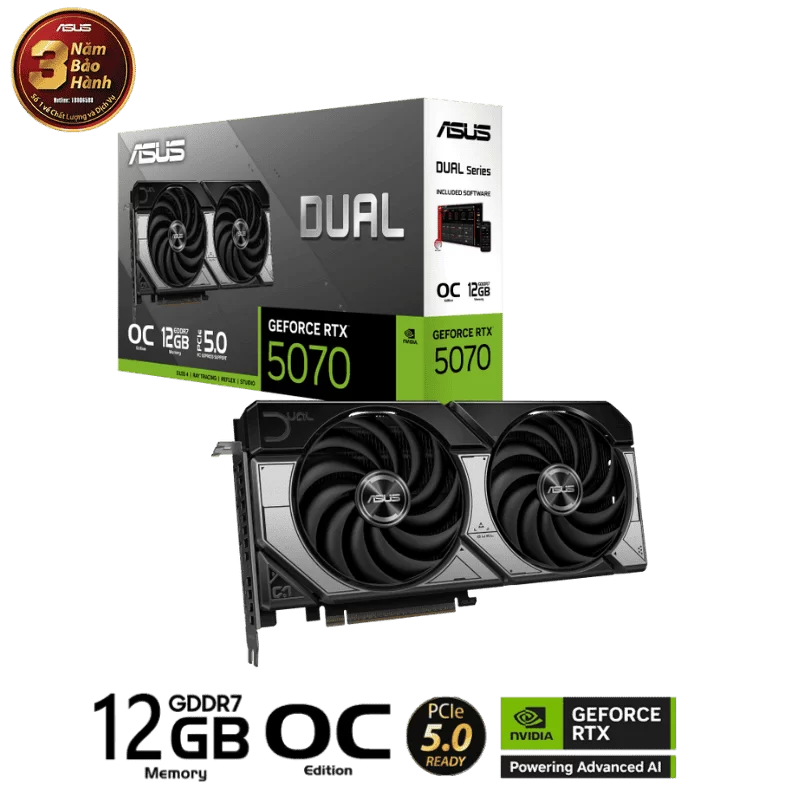 ASUS Dual GeForce RTX 5070 12GB GDDR7 OC Edition (DUAL-RTX5070-O12G) Graphics Card 1 ASUS Dual GeForce RTX 5070 12GB GDDR7 OC Edition (DUAL-RTX5070-O12G) Graphics Card