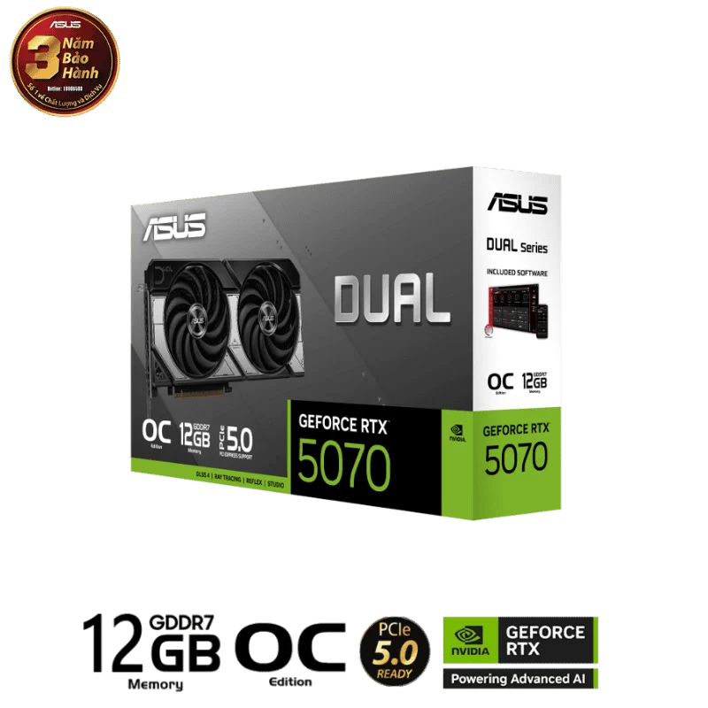 ASUS Dual GeForce RTX 5070 12GB GDDR7 OC Edition (DUAL-RTX5070-O12G) Graphics Card 2 ASUS Dual GeForce RTX 5070 12GB GDDR7 OC Edition (DUAL-RTX5070-O12G) Graphics Card - Ảnh 2