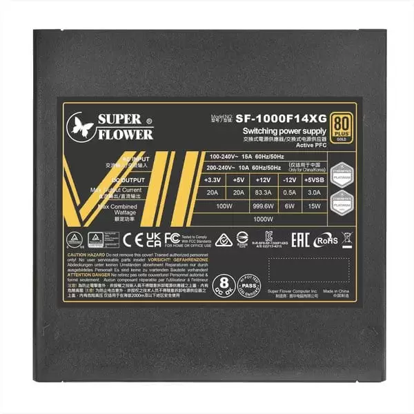 Super Flower LEADEX VII XG 1000W ATX3.0 / ATX3.1 (BK) PSU - Black, 80 Plus Gold, PCIe 5.0, ATX 3.0/3.1 Compatible, Full Modular 7 Super Flower LEADEX VII XG 1000W ATX3.0 / ATX3.1 (BK) PSU - Black, 80 Plus Gold, PCIe 5.0, ATX 3.0/3.1 Compatible, Full Modular - Ảnh 7