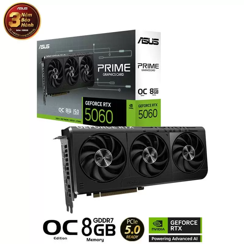 ASUS PRIME GeForce RTX 5060 8GB GDDR7 OC Edition (PRIME-RTX5060-O8G) Graphics Card 1 ASUS PRIME GeForce RTX 5060 8GB GDDR7 OC Edition (PRIME-RTX5060-O8G) Graphics Card
