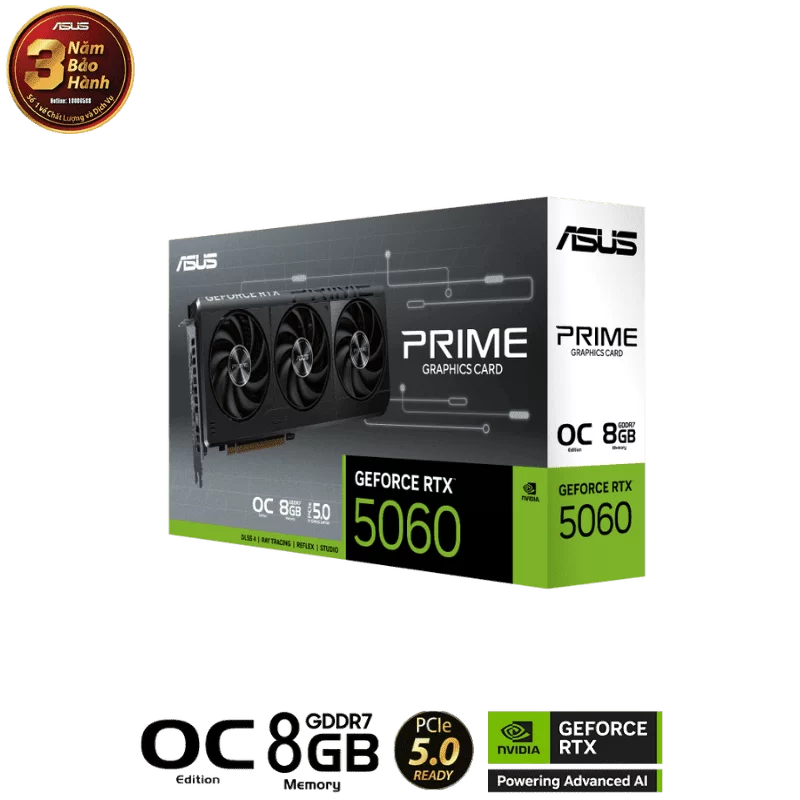 ASUS PRIME GeForce RTX 5060 8GB GDDR7 OC Edition (PRIME-RTX5060-O8G) Graphics Card 3 ASUS PRIME GeForce RTX 5060 8GB GDDR7 OC Edition (PRIME-RTX5060-O8G) Graphics Card - Ảnh 3