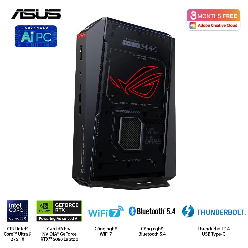 ASUS ROG NUC (2025) NUC15JNK (RNUC15JNK9X28AAU) Gaming Desktop mini PC - Ultra 9 275HX, 32GB (2x16GB) 6400 DDR5, 2TB M.2 2280 NVMe™ PCIe® 4.0, RTX 5080 Laptop GPU, Win 11 Home 3 ASUS ROG NUC (2025) NUC15JNK (RNUC15JNK9X28AAU) Gaming Desktop mini PC - Ultra 9 275HX, 32GB (2x16GB) 6400 DDR5, 2TB M.2 2280 NVMe™ PCIe® 4.0, RTX 5080 Laptop GPU, Win 11 Home - Ảnh 3