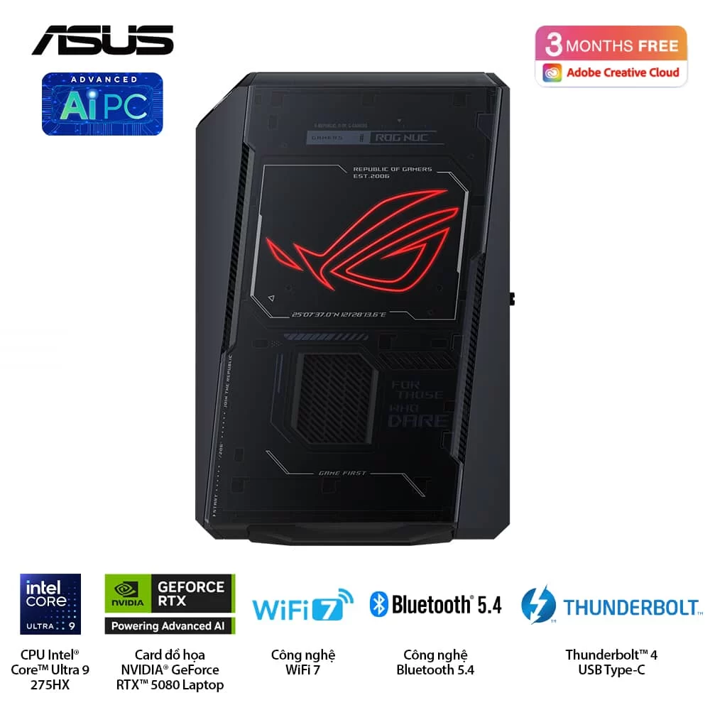 ASUS ROG NUC (2025) NUC15JNK (RNUC15JNK9X28AAU) Gaming Desktop mini PC - Ultra 9 275HX, 32GB (2x16GB) 6400 DDR5, 2TB M.2 2280 NVMe™ PCIe® 4.0, RTX 5080 Laptop GPU, Win 11 Home 4 ASUS ROG NUC (2025) NUC15JNK (RNUC15JNK9X28AAU) Gaming Desktop mini PC - Ultra 9 275HX, 32GB (2x16GB) 6400 DDR5, 2TB M.2 2280 NVMe™ PCIe® 4.0, RTX 5080 Laptop GPU, Win 11 Home - Ảnh 4