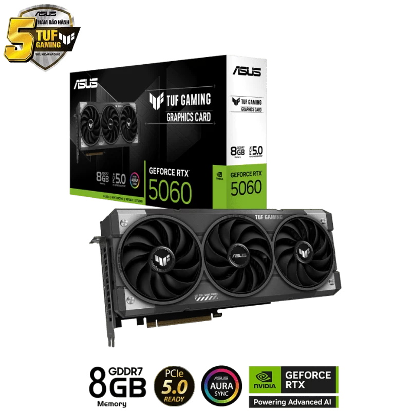 ASUS TUF Gaming GeForce RTX 5060 8GB GDDR7 (TUF-RTX5060-8G-GAMING) Graphics Card