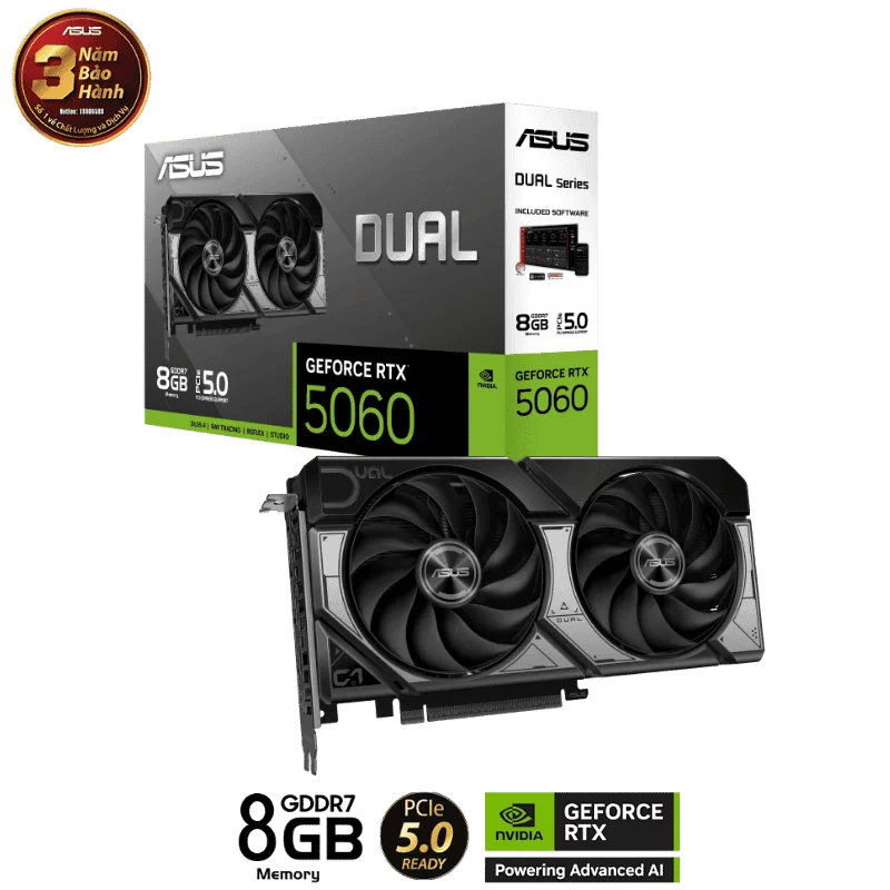 ASUS Dual GeForce RTX 5060 8GB GDDR7 (DUAL-RTX5060-8G) Graphics Card 1 ASUS Dual GeForce RTX 5060 8GB GDDR7 (DUAL-RTX5060-8G) Graphics Card