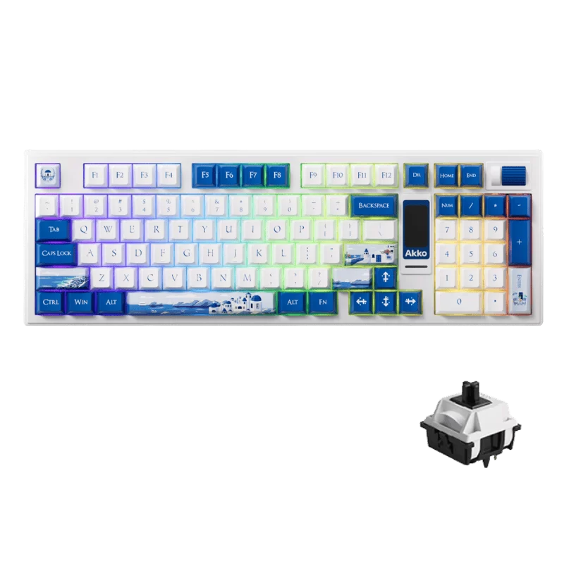 AKKO 5098B Santorini Keyboard - 98%, TFT LCD screen, Multi-modes, Gasket mount, PBT Dye-Sub Keycaps, Hotswap, 8000mAh 1 AKKO 5098B Santorini Keyboard - 98%, TFT LCD screen, Multi-modes, Gasket mount, PBT Dye-Sub Keycaps, Hotswap, 8000mAh
