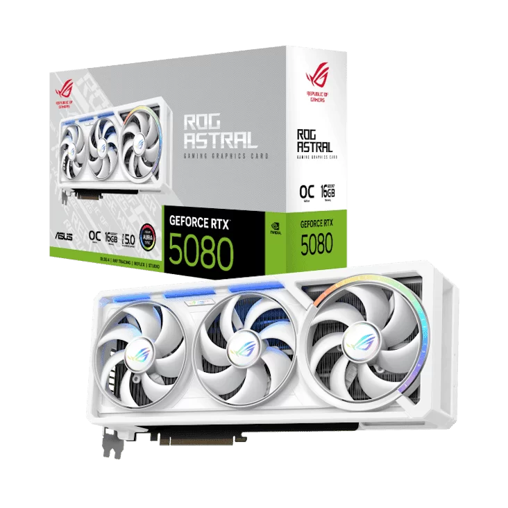 ASUS ROG Astral GeForce RTX 5080 WHITE OC Edition 16GB GDDR7 (ROG-ASTRAL-RTX5080-O16G-WHITE) Graphics Card 1 ASUS ROG Astral GeForce RTX 5080 WHITE OC Edition 16GB GDDR7 (ROG-ASTRAL-RTX5080-O16G-WHITE) Graphics Card