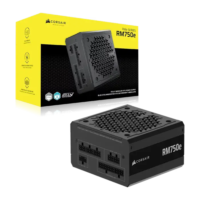 CORSAIR RMe Series RM750e ATX 3.1 PCIe 5.1 (2025) Fully Modular PSU - 12V‑2×6 (GPU), 750 Watt, 80 plus Gold, Low-Noise 2 CORSAIR RMe Series RM750e ATX 3.1 PCIe 5.1 (2025) Fully Modular PSU - 12V‑2×6 (GPU), 750 Watt, 80 plus Gold, Low-Noise - Ảnh 2