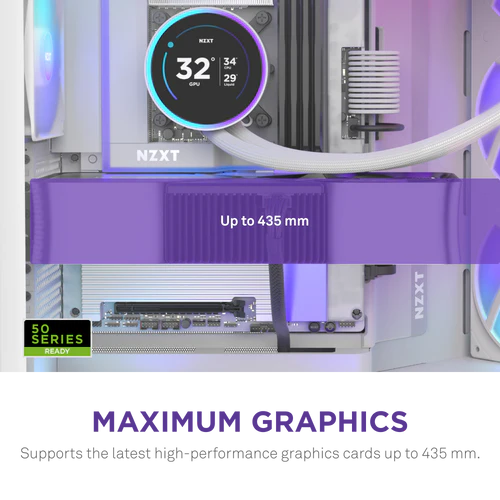 NZXT H9 Flow RGB+ White Large Dual-Chamber Mid-Tower ATX Airflow Case - Control Hub includes 5 NZXT H9 Flow RGB+ White Large Dual-Chamber Mid-Tower ATX Airflow Case - Control Hub includes - Ảnh 5
