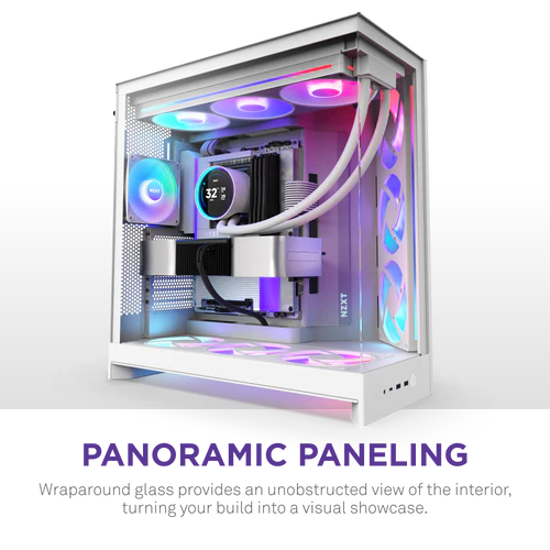 NZXT H9 Flow RGB+ White Large Dual-Chamber Mid-Tower ATX Airflow Case - Control Hub includes 7 NZXT H9 Flow RGB+ White Large Dual-Chamber Mid-Tower ATX Airflow Case - Control Hub includes - Ảnh 7