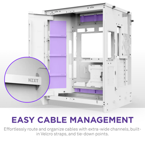 NZXT H9 Flow RGB+ White Large Dual-Chamber Mid-Tower ATX Airflow Case - Control Hub includes 8 NZXT H9 Flow RGB+ White Large Dual-Chamber Mid-Tower ATX Airflow Case - Control Hub includes - Ảnh 8