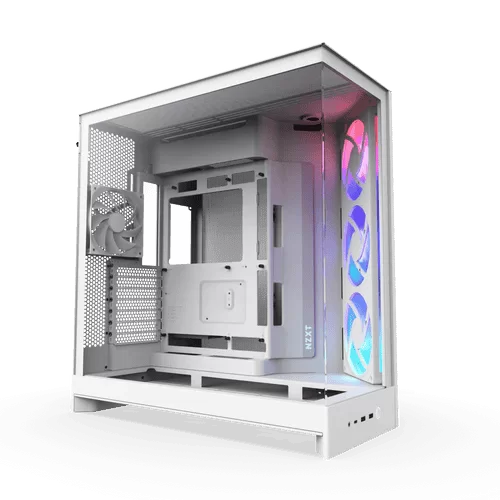 NZXT H9 Flow RGB White Large Dual-Chamber Mid-Tower ATX Airflow Case 1 NZXT H9 Flow RGB White Large Dual-Chamber Mid-Tower ATX Airflow Case