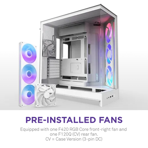 NZXT H9 Flow RGB White Large Dual-Chamber Mid-Tower ATX Airflow Case 3 NZXT H9 Flow RGB White Large Dual-Chamber Mid-Tower ATX Airflow Case - Ảnh 3