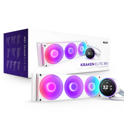 NZXT Kraken Elite 420 RGB V2 White AIO Liquid CPU Cooler - 2.72 inch IPS LCD & RGB, 420mm radiator, F420 RGB Core Fan 2 NZXT Kraken Elite 420 RGB V2 White AIO Liquid CPU Cooler - 2.72 inch IPS LCD & RGB, 420mm radiator, F420 RGB Core Fan - Ảnh 2