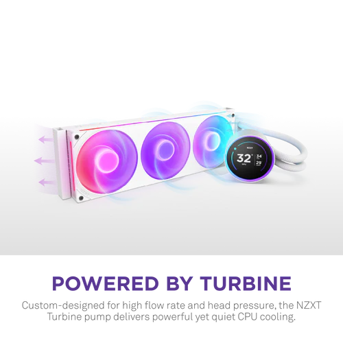 NZXT Kraken Elite 420 RGB V2 White AIO Liquid CPU Cooler - 2.72 inch IPS LCD & RGB, 420mm radiator, F420 RGB Core Fan 3 NZXT Kraken Elite 420 RGB V2 White AIO Liquid CPU Cooler - 2.72 inch IPS LCD & RGB, 420mm radiator, F420 RGB Core Fan - Ảnh 3