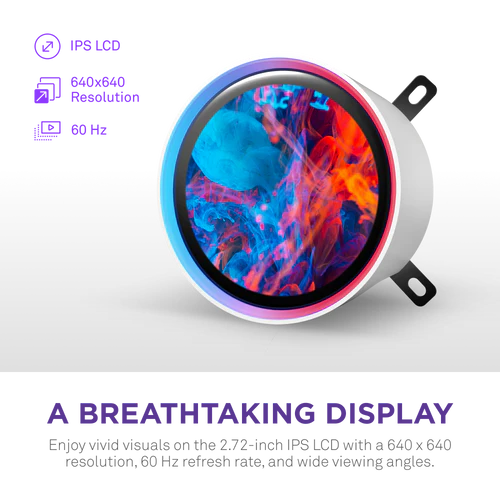 NZXT Kraken Elite 420 RGB V2 White AIO Liquid CPU Cooler - 2.72 inch IPS LCD & RGB, 420mm radiator, F420 RGB Core Fan 4 NZXT Kraken Elite 420 RGB V2 White AIO Liquid CPU Cooler - 2.72 inch IPS LCD & RGB, 420mm radiator, F420 RGB Core Fan - Ảnh 4