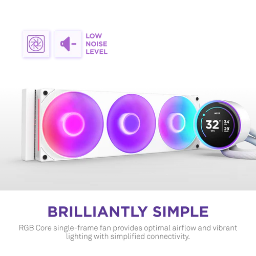 NZXT Kraken Elite 420 RGB V2 White AIO Liquid CPU Cooler - 2.72 inch IPS LCD & RGB, 420mm radiator, F420 RGB Core Fan 5 NZXT Kraken Elite 420 RGB V2 White AIO Liquid CPU Cooler - 2.72 inch IPS LCD & RGB, 420mm radiator, F420 RGB Core Fan - Ảnh 5