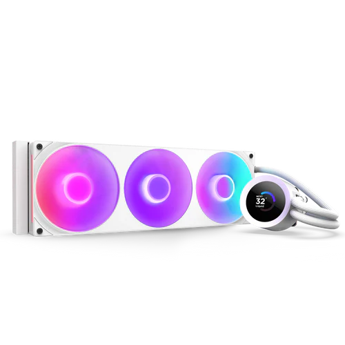 NZXT Kraken Plus 360 RGB V2 White AIO Liquid CPU Cooler - 1.54 inch LCD, 360mm radiator, F360 RGB Core (EV) Fan 1 NZXT Kraken Plus 360 RGB V2 White AIO Liquid CPU Cooler - 1.54 inch LCD, 360mm radiator, F360 RGB Core (EV) Fan