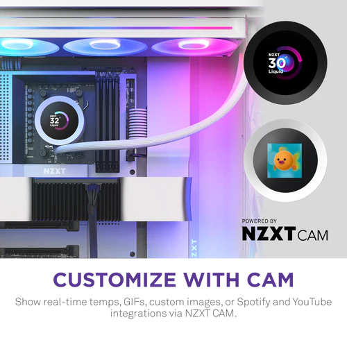 NZXT Kraken Plus 360 RGB V2 White AIO Liquid CPU Cooler - 1.54 inch LCD, 360mm radiator, F360 RGB Core (EV) Fan 4 NZXT Kraken Plus 360 RGB V2 White AIO Liquid CPU Cooler - 1.54 inch LCD, 360mm radiator, F360 RGB Core (EV) Fan - Ảnh 4
