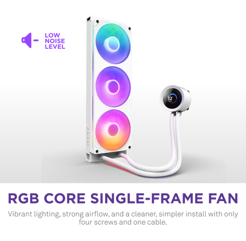 NZXT Kraken Plus 360 RGB V2 White AIO Liquid CPU Cooler - 1.54 inch LCD, 360mm radiator, F360 RGB Core (EV) Fan 5 NZXT Kraken Plus 360 RGB V2 White AIO Liquid CPU Cooler - 1.54 inch LCD, 360mm radiator, F360 RGB Core (EV) Fan - Ảnh 5