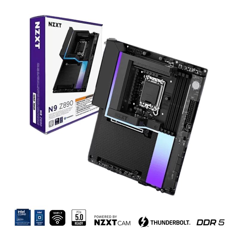 NZXT N9 Z890 Black Wi-Fi 7 Mainboard - Full Cover & RGB (N9-Z89XT-B1) 1 NZXT N9 Z890 Black Wi-Fi 7 Mainboard - Full Cover & RGB (N9-Z89XT-B1)
