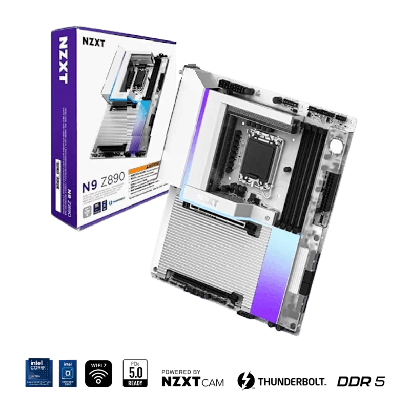 NZXT N9 Z890 White Wi-Fi 7 Mainboard - Full Cover & RGB (N9-Z89XT-B1) 1 NZXT N9 Z890 White Wi-Fi 7 Mainboard - Full Cover & RGB (N9-Z89XT-B1)
