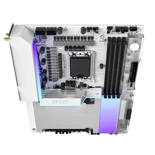 NZXT N9 Z890 White Wi-Fi 7 Mainboard - Full Cover & RGB (N9-Z89XT-B1) 6 NZXT N9 Z890 White Wi-Fi 7 Mainboard - Full Cover & RGB (N9-Z89XT-B1) - Ảnh 6