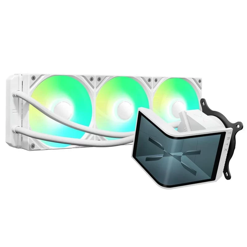TRYX PANORAMA SE ARGB 360 WHITE AIO Liquid CPU Cooler - 6.5inch curved screen, 360mm radiator, Asetek Adela pump, 3x ARGB Gen2 Fans 2 TRYX PANORAMA SE ARGB 360 WHITE AIO Liquid CPU Cooler - 6.5inch curved screen, 360mm radiator, Asetek Adela pump, 3x ARGB Gen2 Fans - Ảnh 2